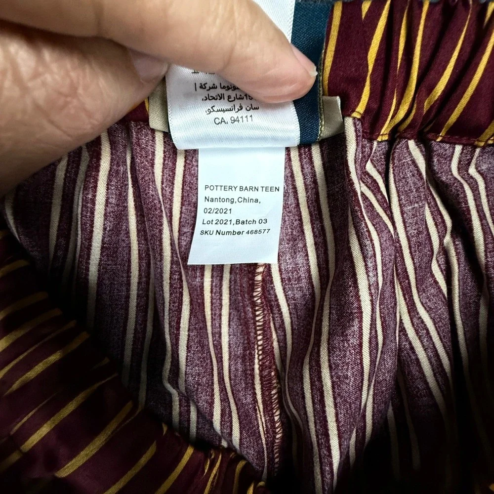 Harry Potter Gryffindor Pajama Set Pottery Barn Teen‎ Small Burgundy Gold Cotton